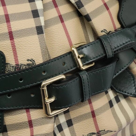 BURBERRY Nova Check Hand Bag PVC Beige Gold Auth - Picture 3 of 16